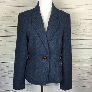 LL bean blue tweed shetland wool blazer size 12